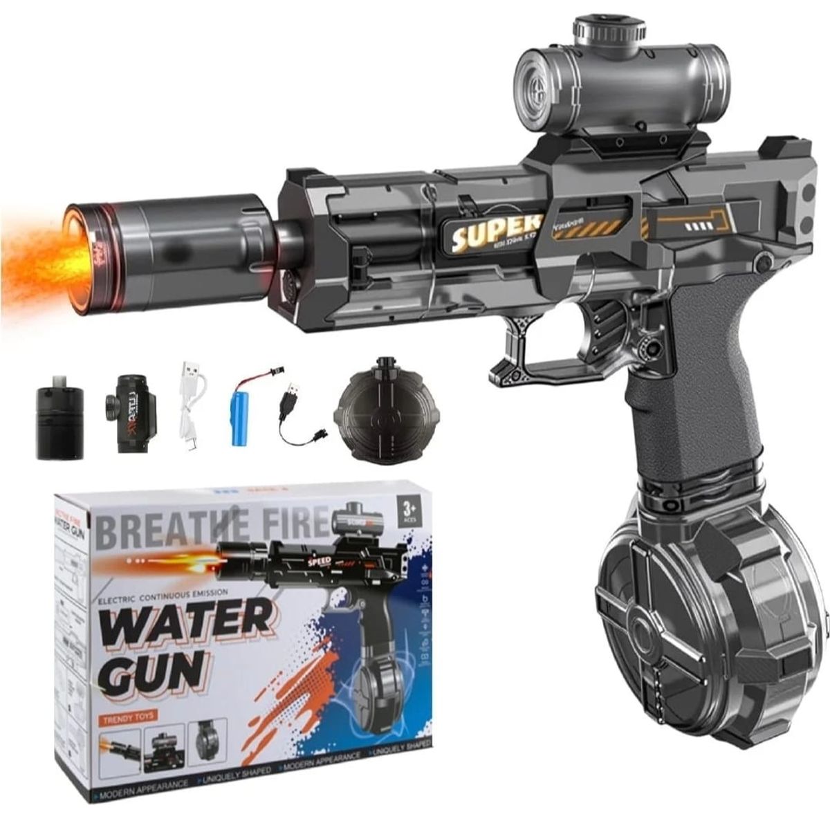 GENERICO - Pistola De Agua Eléctrica Recargable Juguete Luz Led Niños