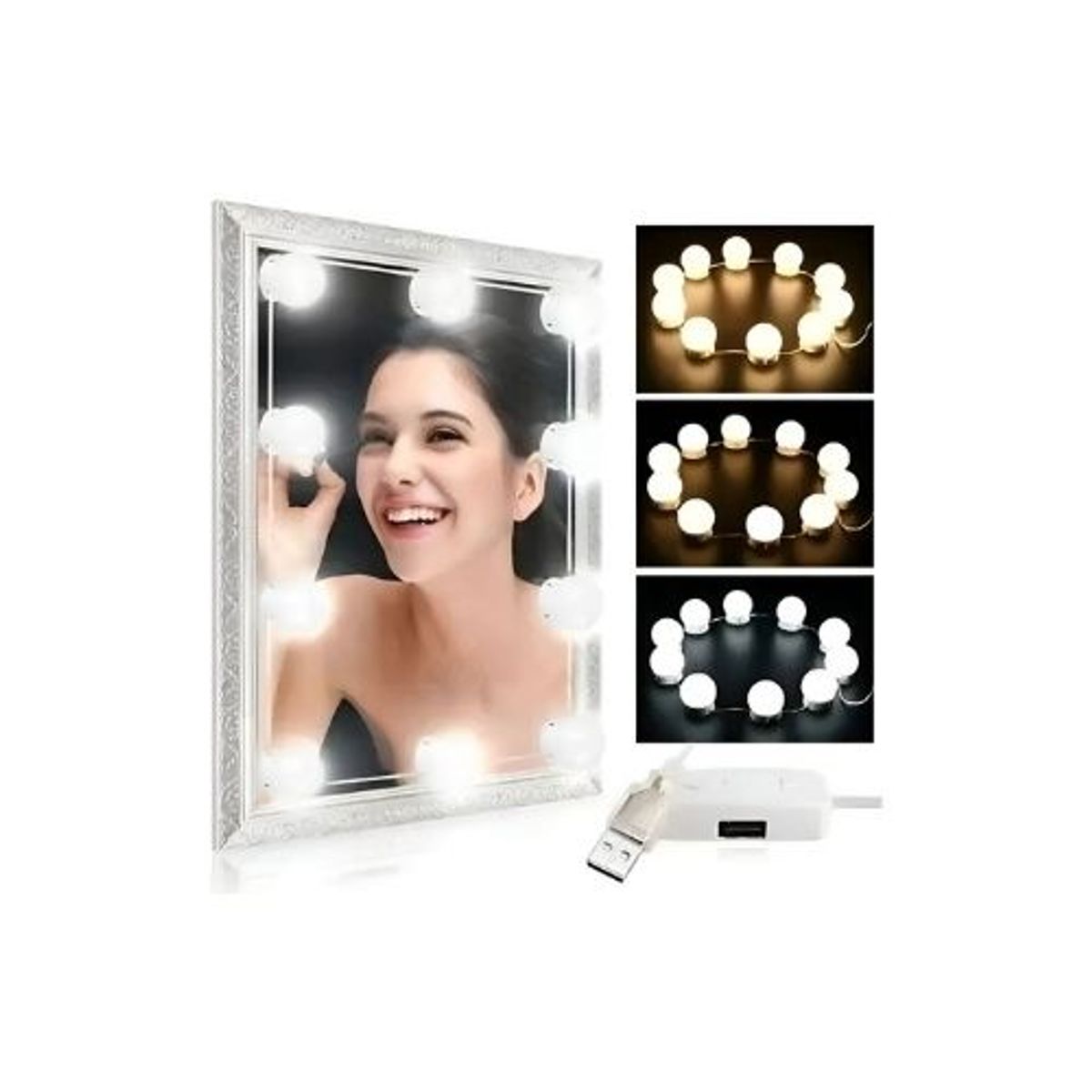 GENERICO - Luces Led Usb Decorativa Para Espejo 10 Focos Maquillaje