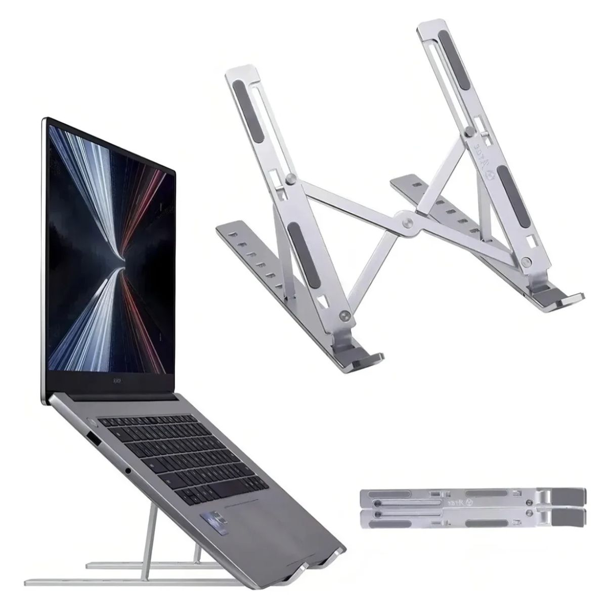 GENERICO - Soporte Para Macbook Base Notebook Aluminio Vertical Laptop Color Plateado