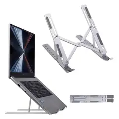 GENERICO - Soporte Para Macbook Base Notebook Aluminio Vertical Laptop Color Plateado