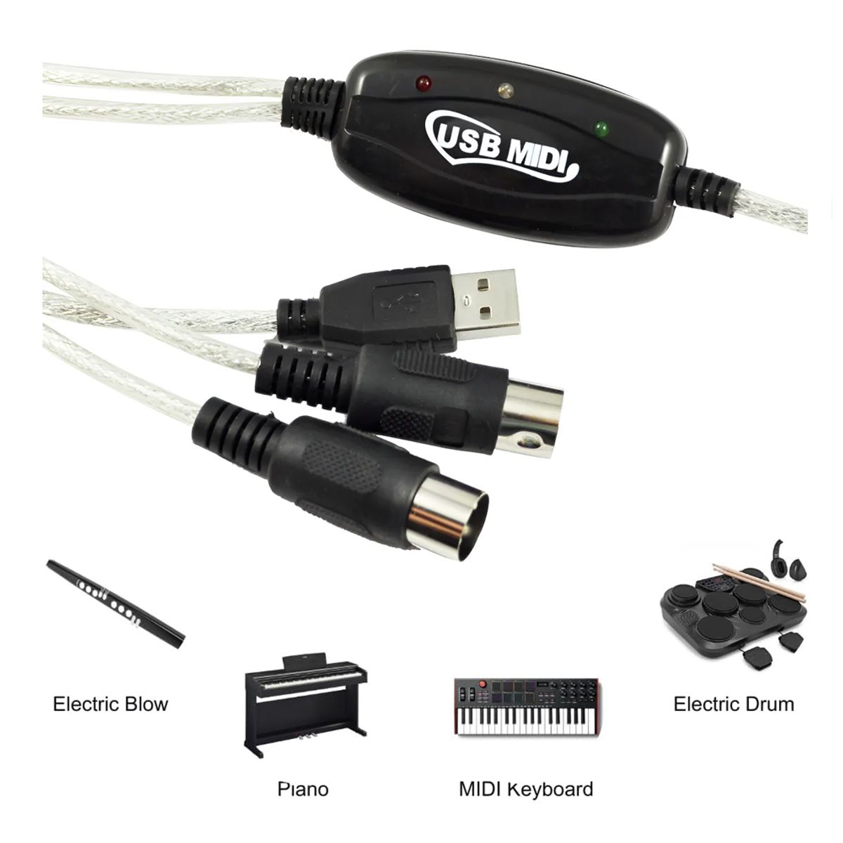 GENERICO - CABLE ADAPTADOR AUDIO INTERFAZ MIDI A USB