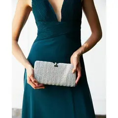 MI PLACARD - Cartera Clutch Isadora Rafia Plateado