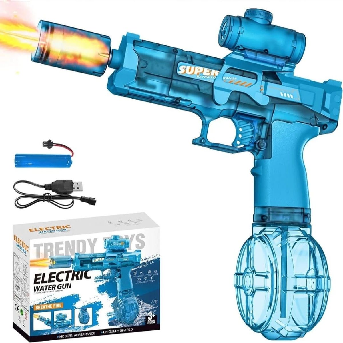 GENERICO - Pistola De Agua Eléctrica Recargable Juguete Luz Led Niños