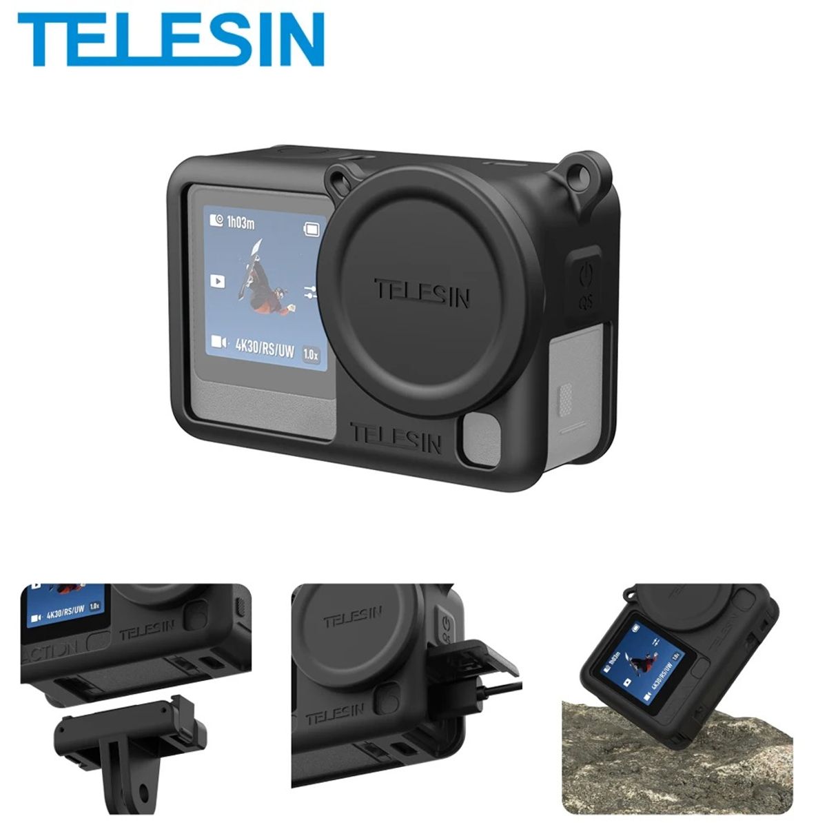 DJI - Funda de Silicona para DJI Osmo Action 6 Antigolpe - Telesin