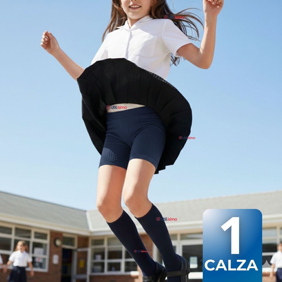 UTILISIMO - Calza Corta Escolar Pata Deportivas Niña Juvenil Color Azul