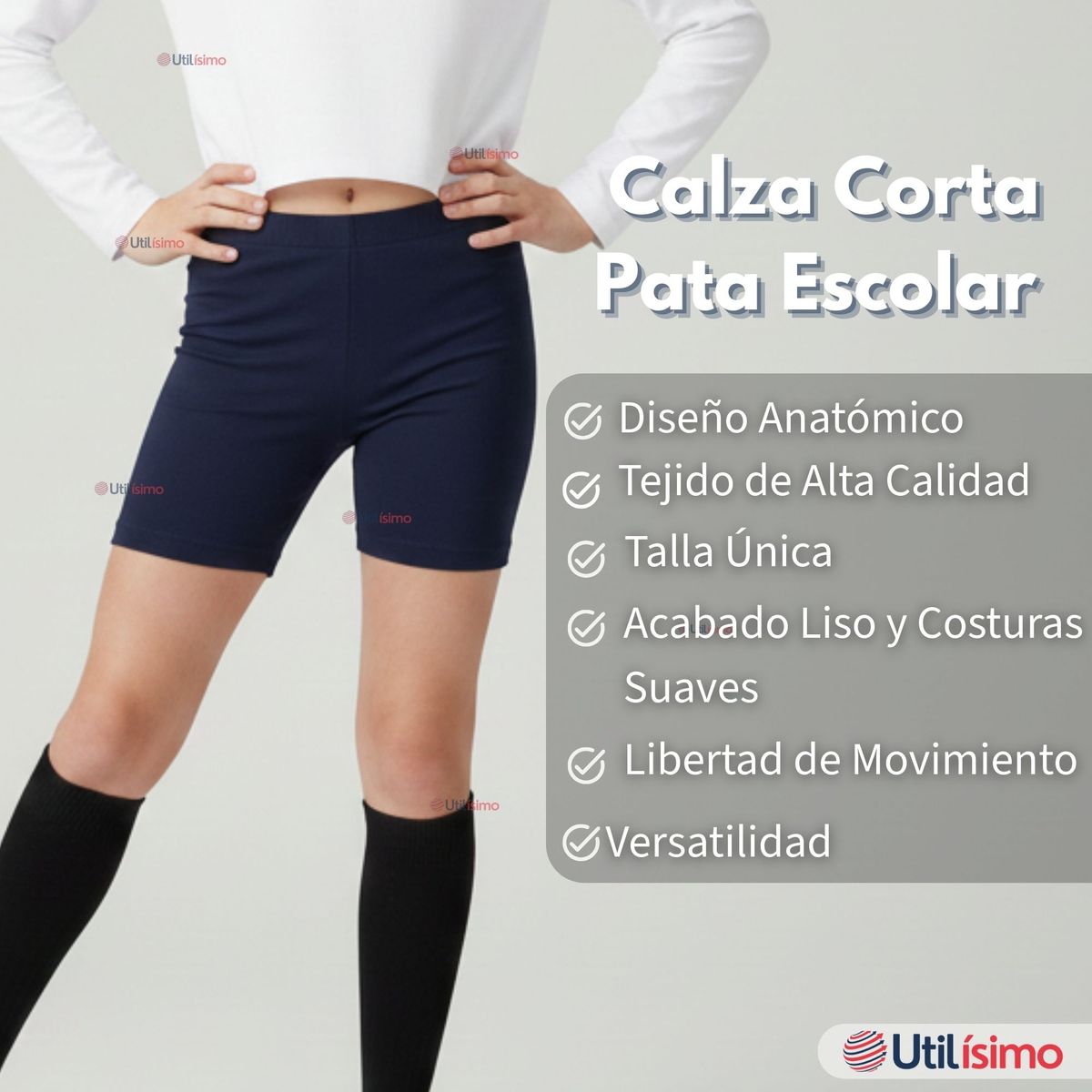UTILISIMO - Calza Corta Escolar Pata Deportivas Niña Juvenil Color Azul