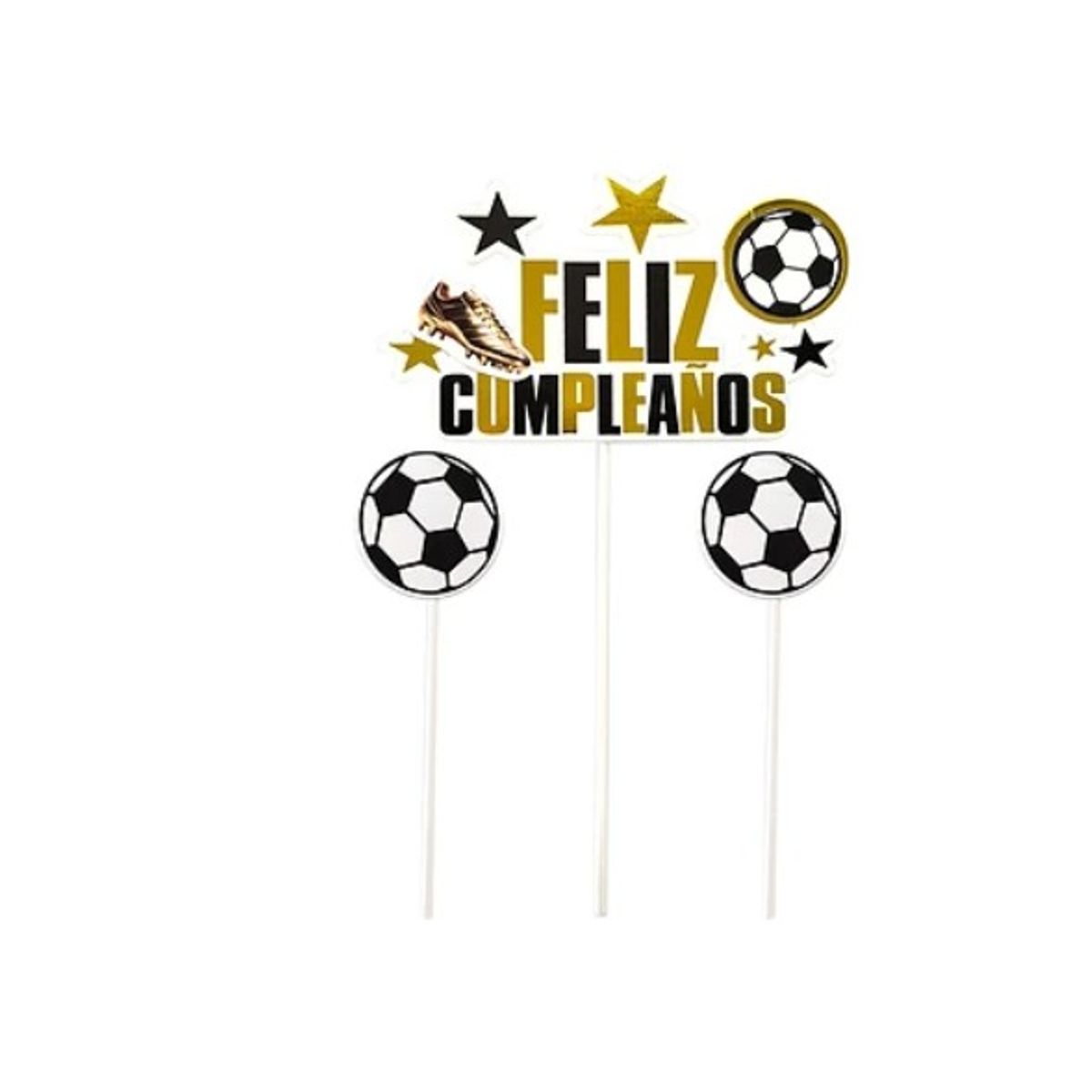 GENERICO - Set De Topper Feliz Cumpleaños Futbol 3Pcs