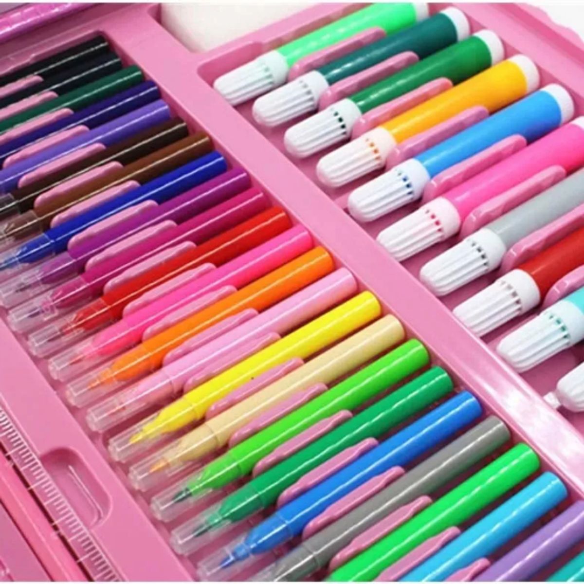 GENERICO - 208 Piezas De Artes Para Niños Kit Set De Dibujo Portátil Rosa
