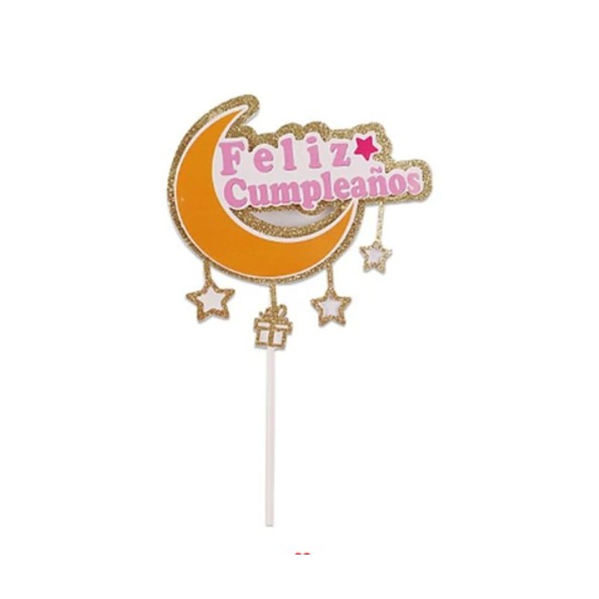 GENERICO - Topper Luna Feliz Cumpleaños Con Luces 14x22Cm