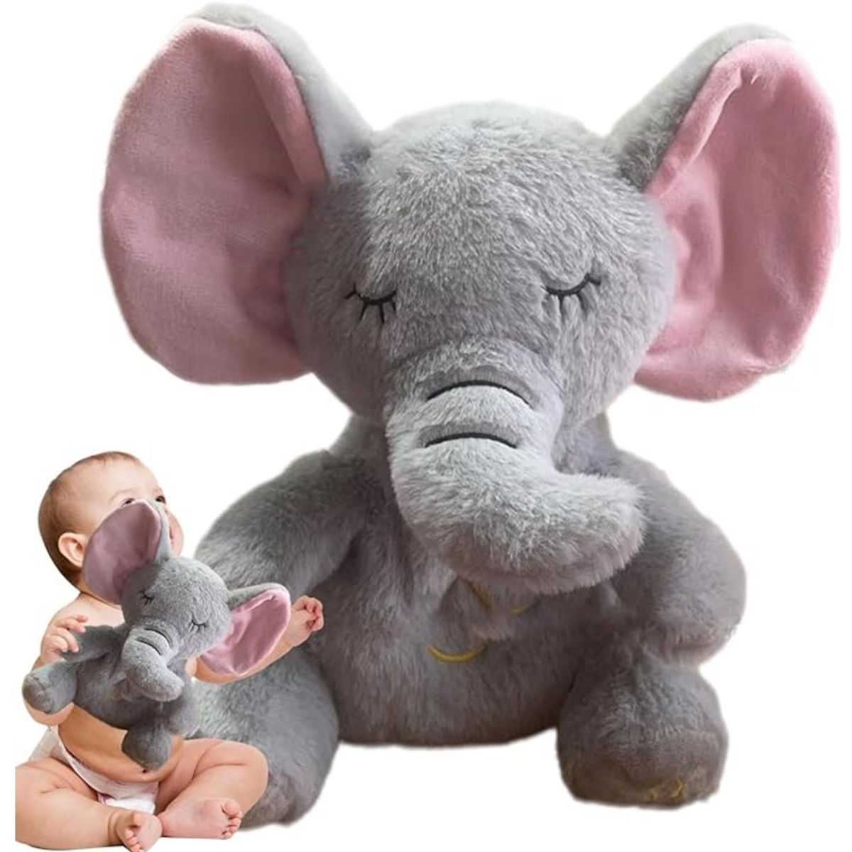 GENERICO - Elefante Peluche Sensorial con Sonido Infantil