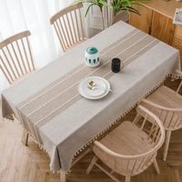 Mantel Rectangular Mantel De Mesa Borla Algodón 142+10x220cm