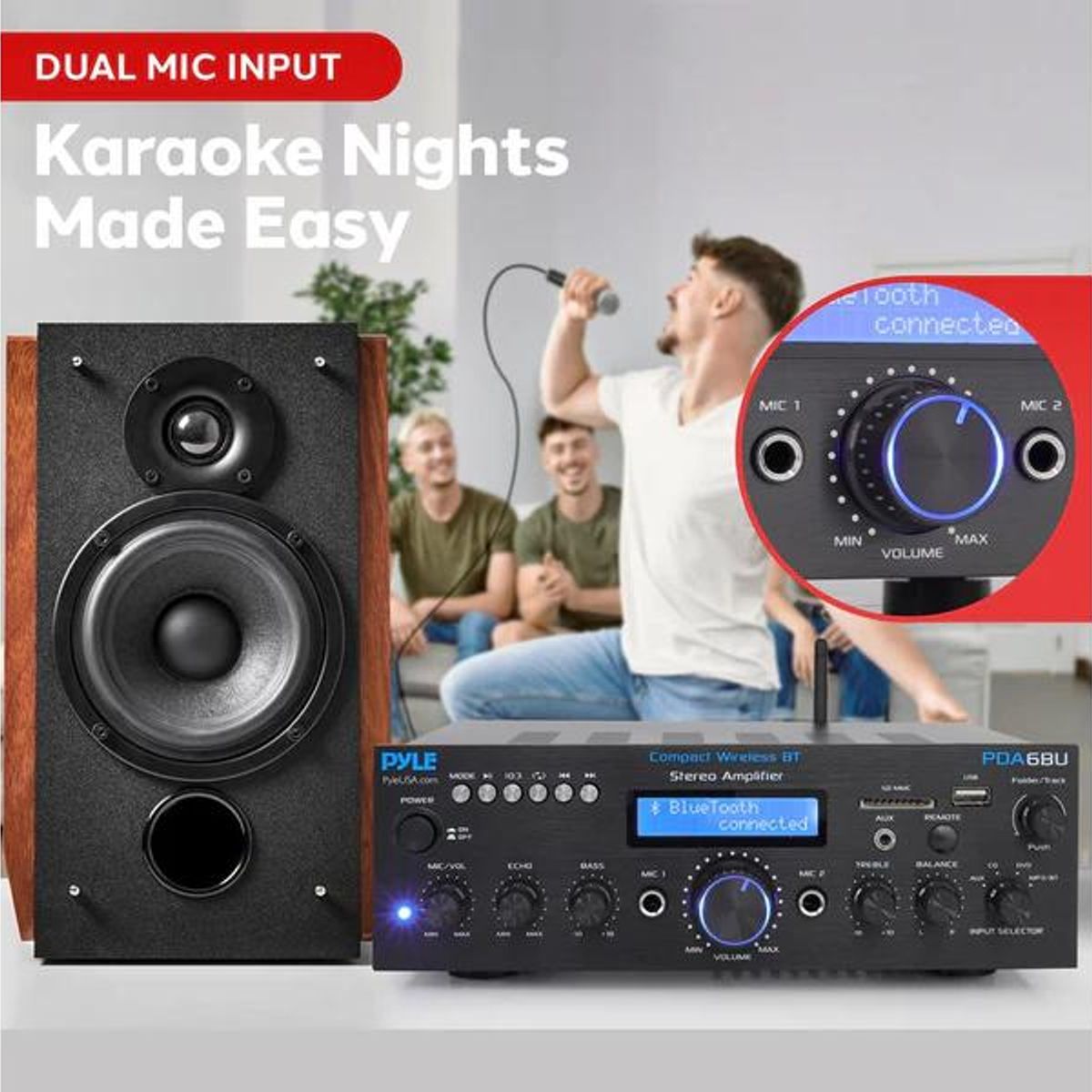 PYLE - Amplificador de Audio Estereo con Bluetooth