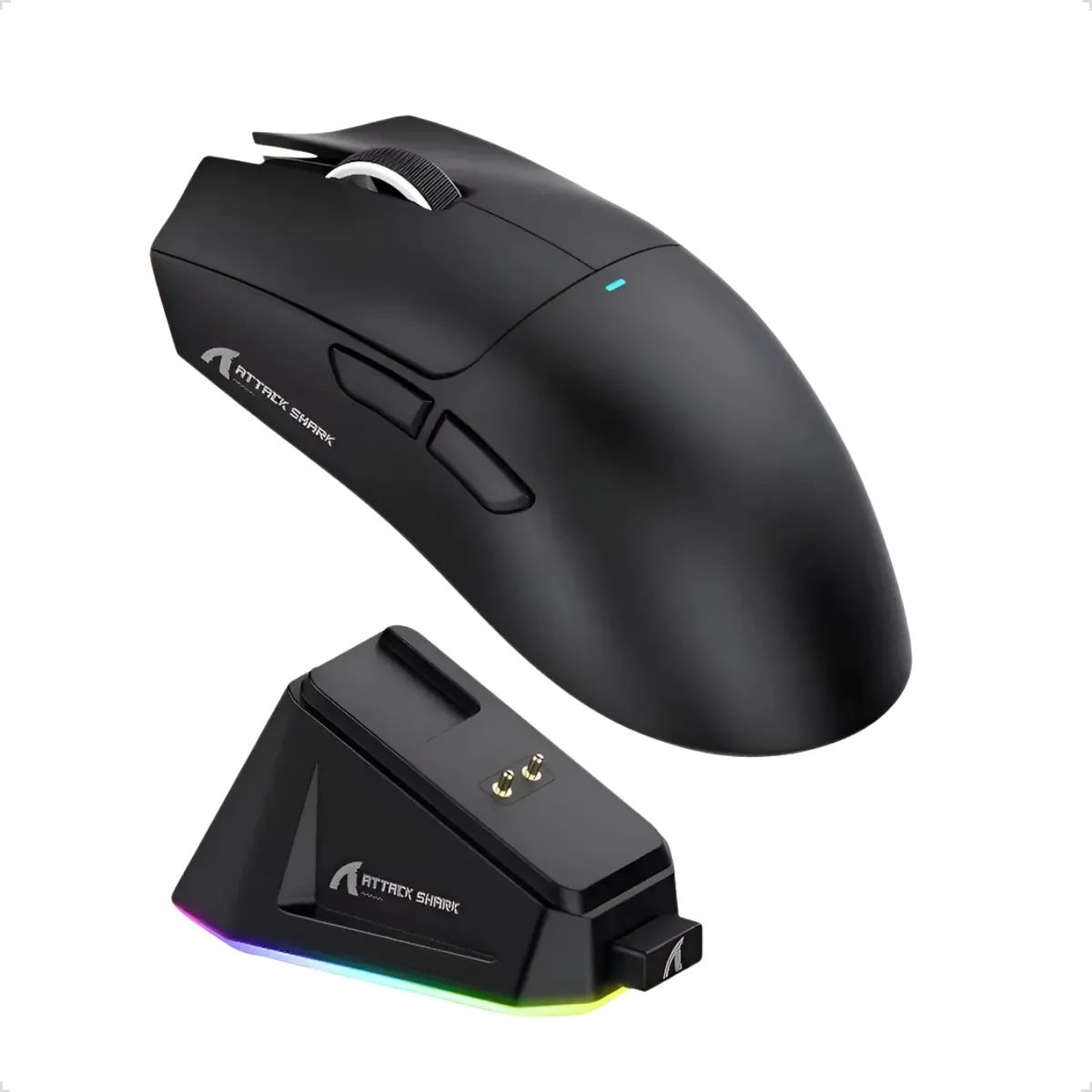ATTACK SHARK - Mouse Gamer Attack Shark X11 Tri Mode 22000 Dpi Paw3311 Dock Negro