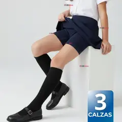 UTILISIMO - Pack 3 Calzas Cortas Escolar Pata Deportivas Niña Color Azul