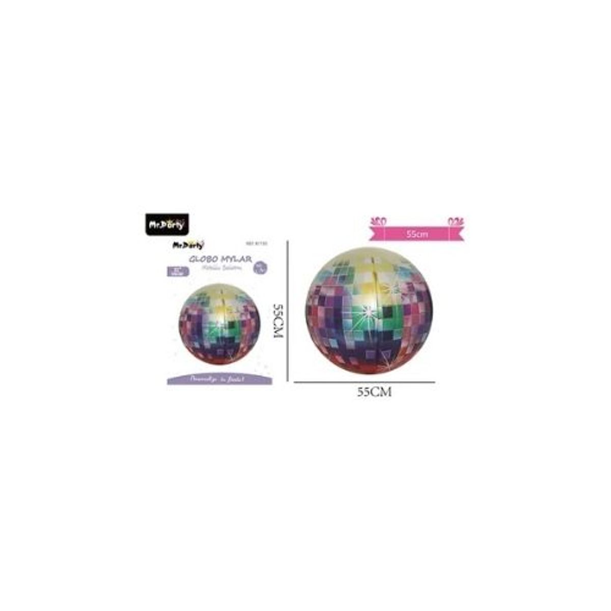 GENERAC - Globo metálico bola disco 4D multicolor 55cm