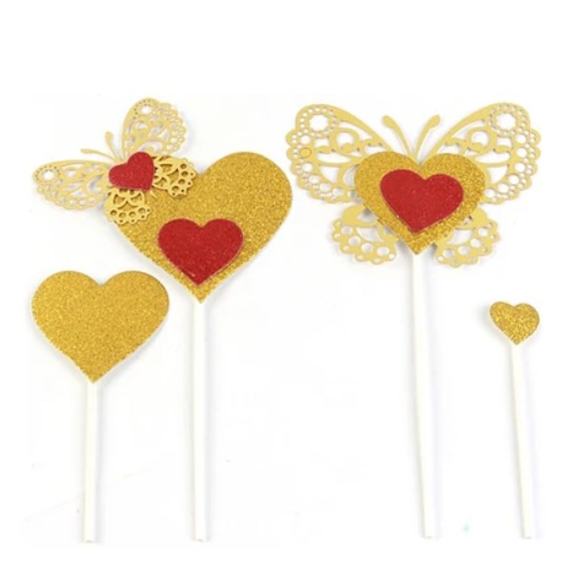 GENERICO - Set De Toppers De Corazón Y Mariposa 4Pcs 10x19Cm