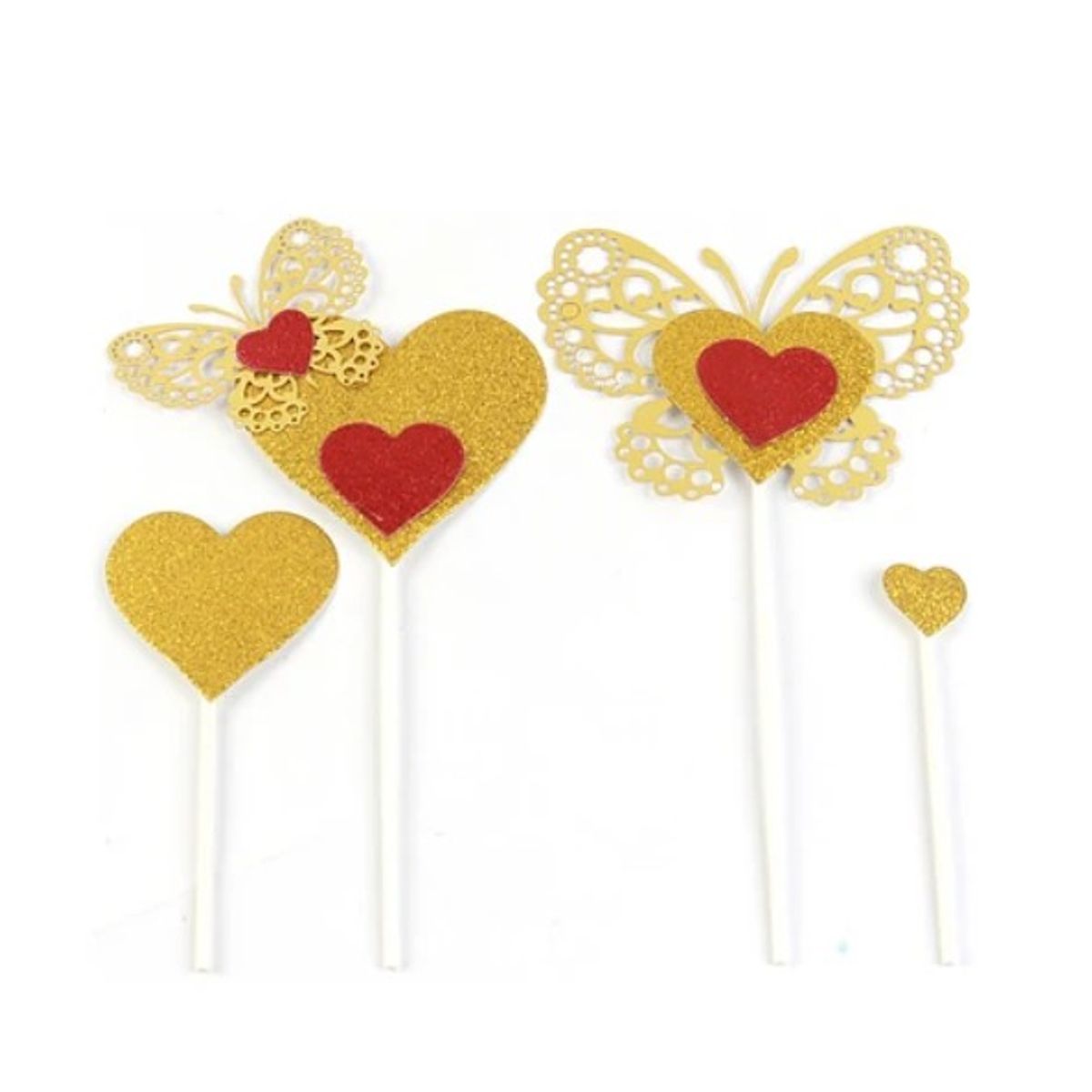 GENERICO - Set De Toppers De Corazón Y Mariposa 4Pcs 10x19Cm