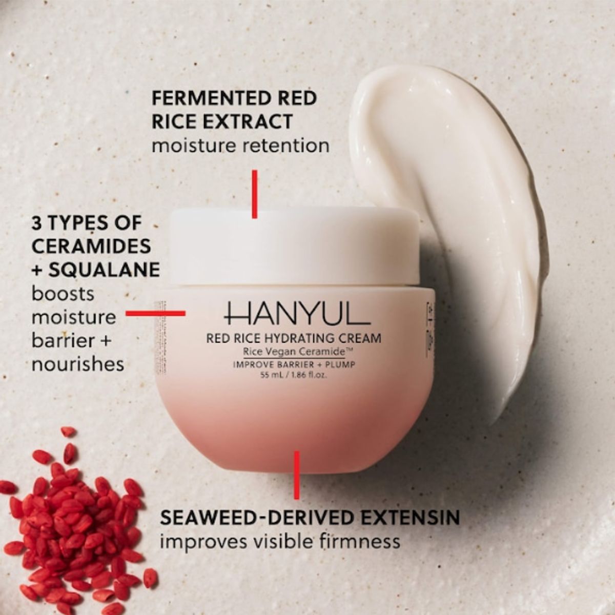 GENERICO - Crema Hidratante de Arroz Rojo + Ceramidas 55ml Hanyul