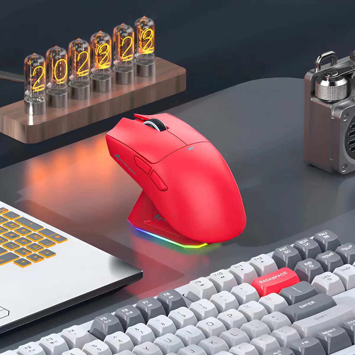 ATTACK SHARK - Ratón Gamer Attack Shark X11 Tri Mode 22000 Dpi Paw3311 Rojo