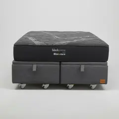 BLOCCARE - Cama Baul King L200 cm + Colchon Black Prime - Modelo Uno Rueda Deluxe Gris