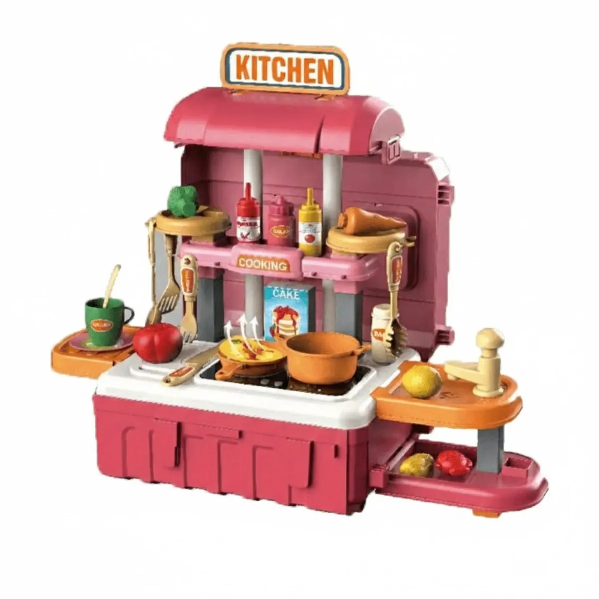 GENERICO - Juguete Set Maleta Cocina 49 Piezas 3 En 1 Rosado Infantil