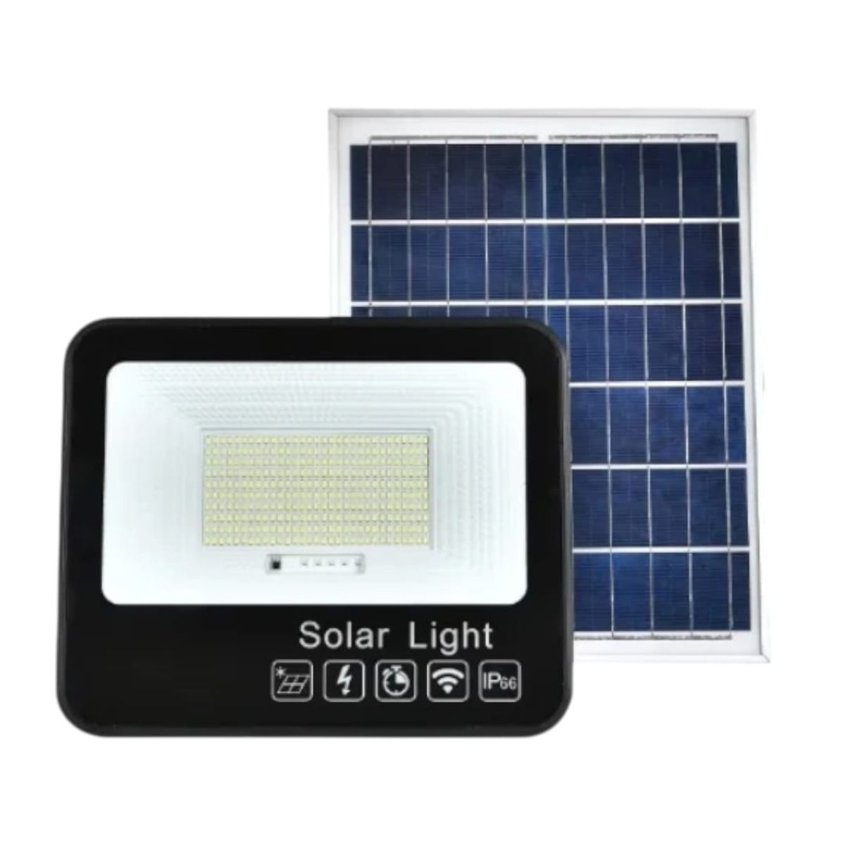 GENERICO - Proyector Solar Led 600 W 380 Led Ip66 Con Control Remoto Negro Blanco Frío