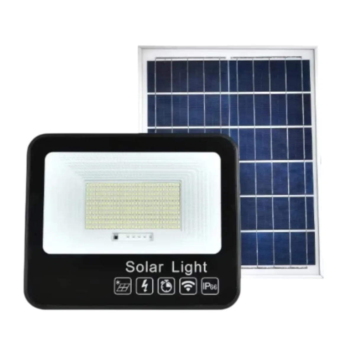 GENERICO - Proyector Solar Led 600 W 380 Led Ip66 Con Control Remoto Negro Blanco Frío
