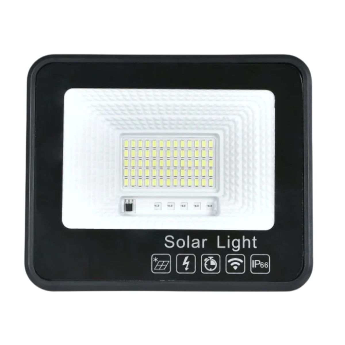 GENERICO - Proyector Solar Led 600 W 380 Led Ip66 Con Control Remoto Negro Blanco Frío