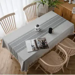 OKAY - Mantel Rectangular Mantel De Mesa Borla Algodón 142+10x220cm