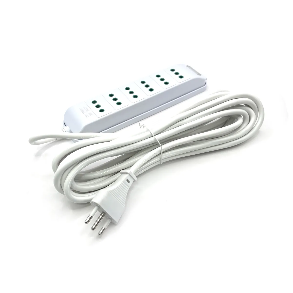 DRL LIGHTING - Alargador Múltiple 5mts 10a Zapatilla 6 Posiciones Led Sec Blanco
