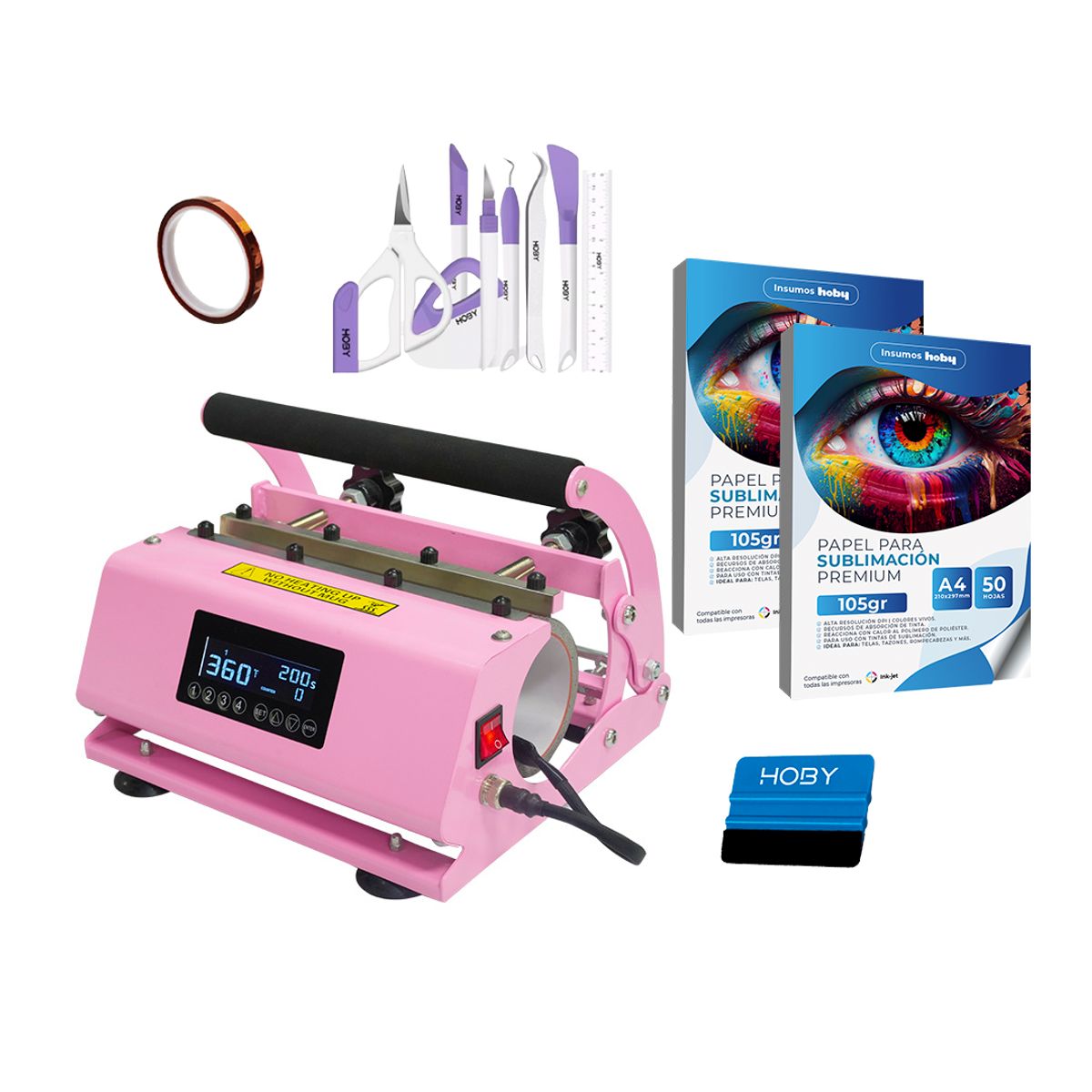 GENERICO - Kit Estampadora Sublimadora De Tazones Doble Termos Botella Sublipress