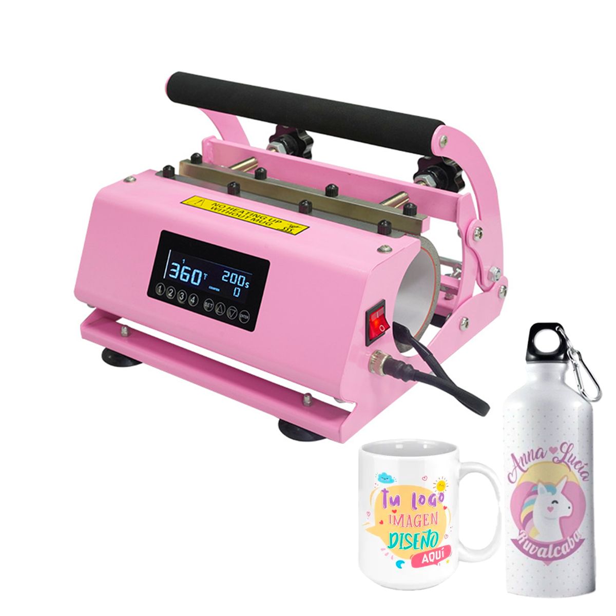 GENERICO - Kit Estampadora Sublimadora De Tazones Doble Termos Botella Sublipress