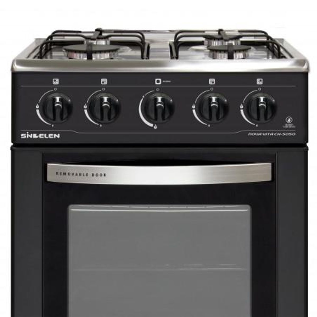 SINDELEN - Cocina a gas 4 Platos CH-5050  Sindelen Negra  Nuevo caja dañada