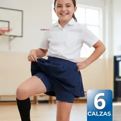 UTILISIMO - Pack 6 Calzas Cortas Escolar Pata Deportivas Niña Color Azul