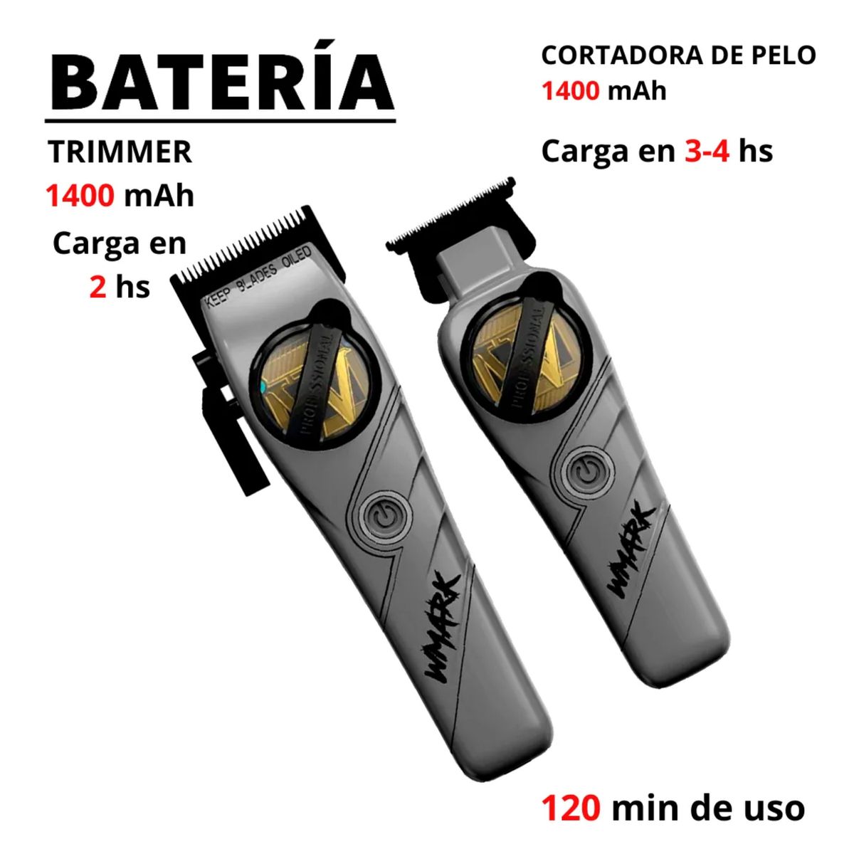 WMARK - Kit Cortadora De Pelo + Trimmer Detailer Wmark NG-8613 Plomo
