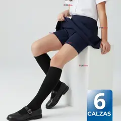 UTILISIMO - Pack 6 Calzas Cortas Escolar Pata Deportivas Niña Color Azul
