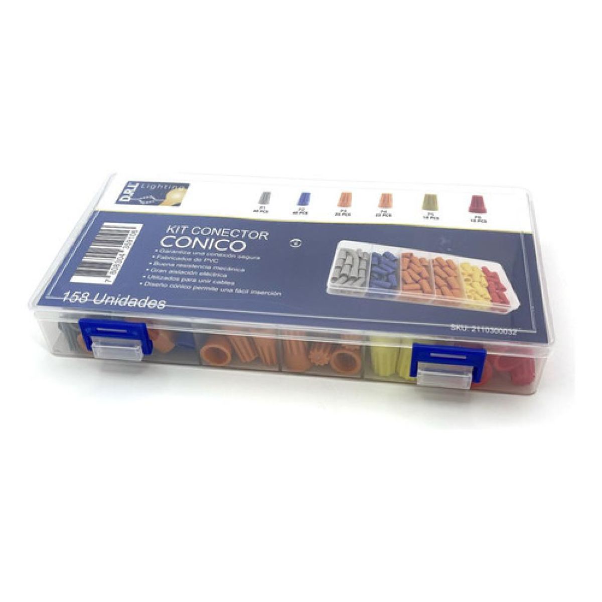 DRL LIGHTING - Kit Conector Plástico Cónico Para Cable 158 Pcs Aislante