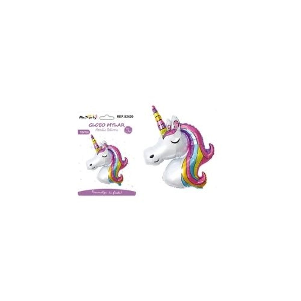 GENERICO - Globo metálico unicornio arcoíris 112x77cm