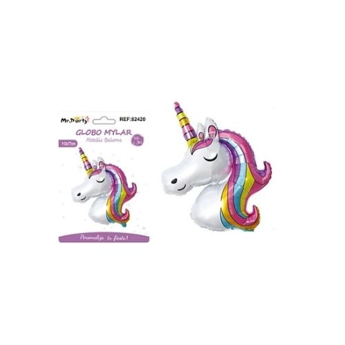 GENERICO - Globo metálico unicornio arcoíris 112x77cm