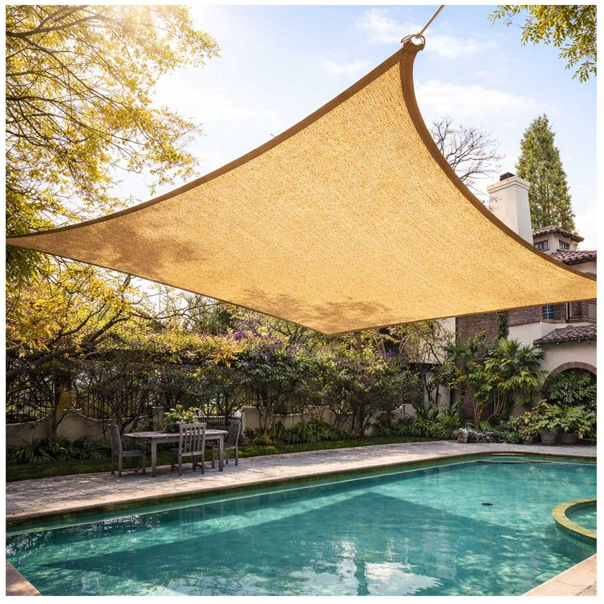 GENERICO - Lona Sombra Parasol Cuadrada UV con Accesorios 5x5m