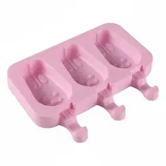 GENERICO - Moldes De Silicona Para Helados Paleta 3 Conejos Pascua