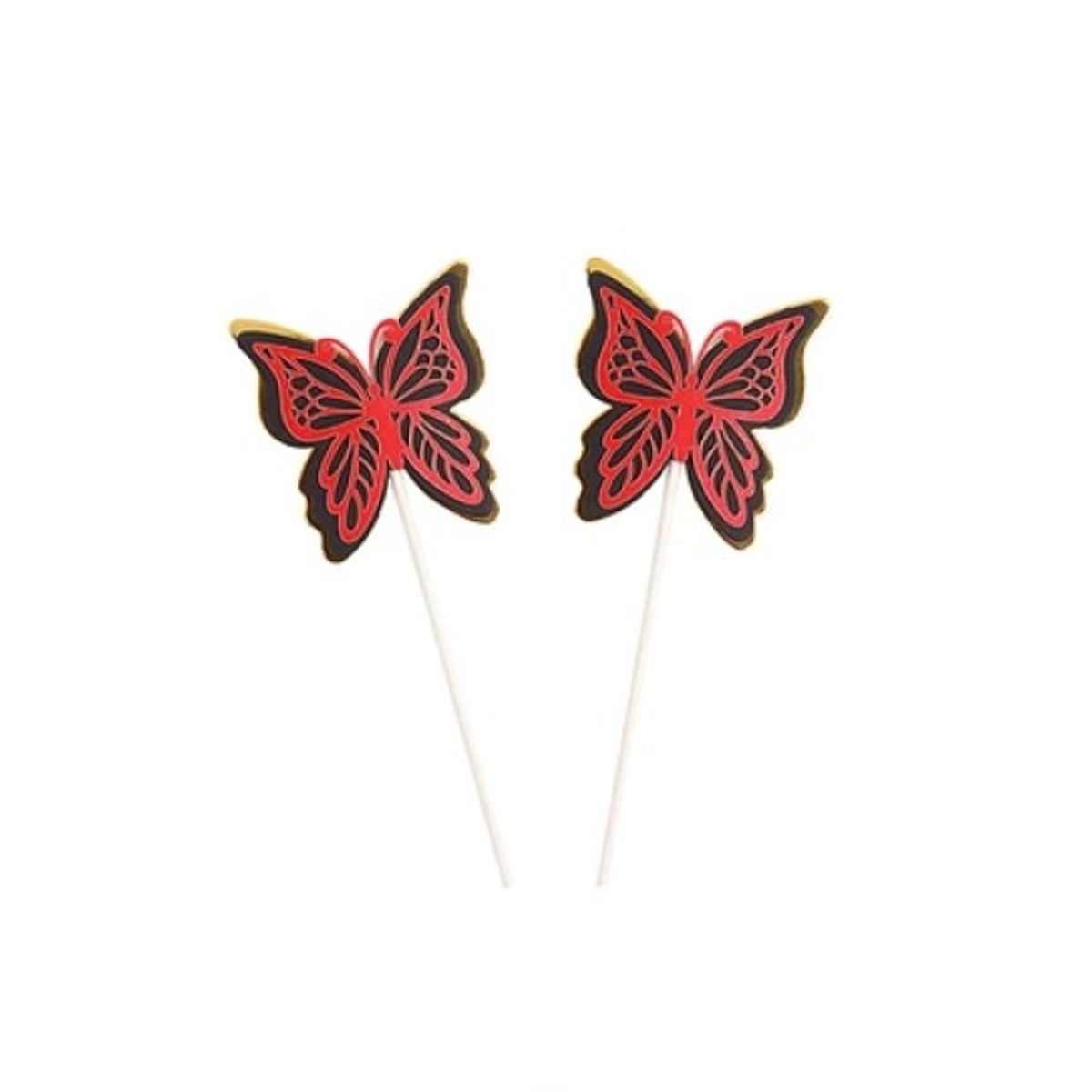 GENERICO - Topper De Mariposa Roja 2Pcs 7x19Cm