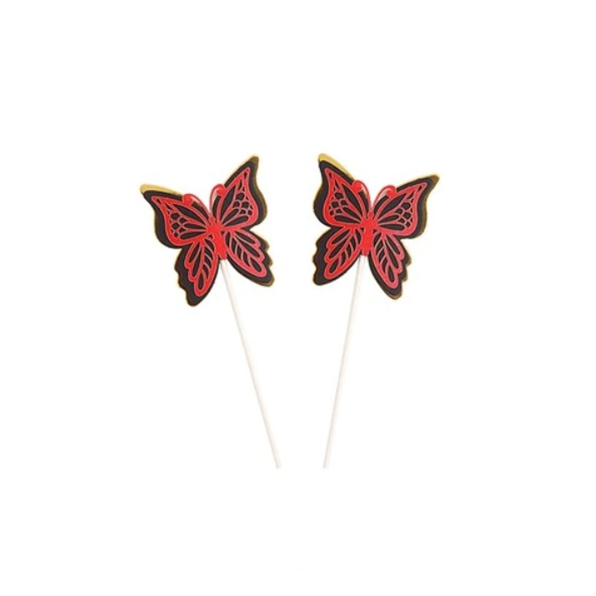 GENERICO - Topper De Mariposa Roja 2Pcs 7x19Cm