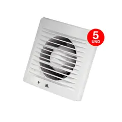 DRL - Pack 5 Extractor Aire 4 Pulgada Cuadrado Baño Cocina Sec Blanco