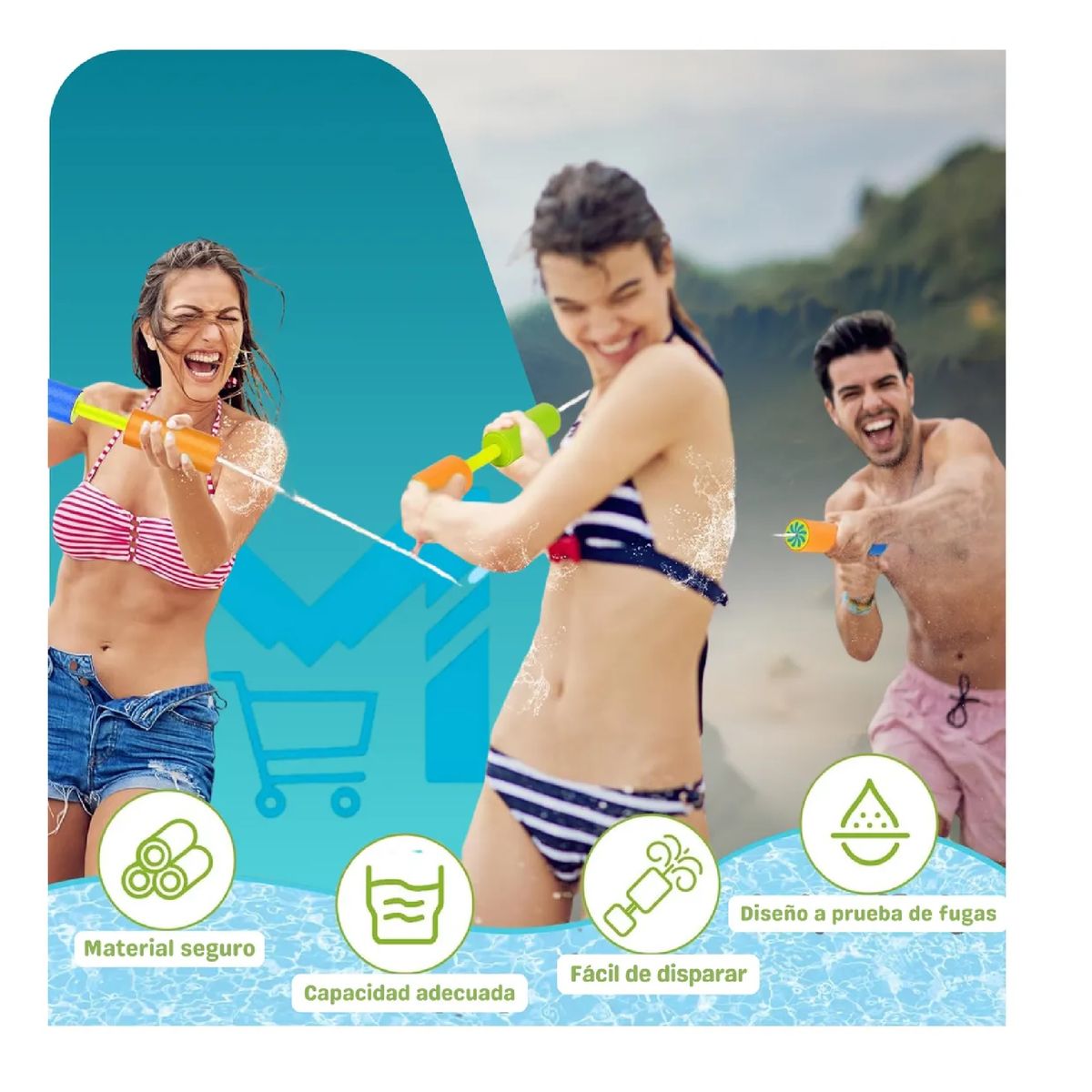 GENERICO - Pack 4 Pistola Bazooka Lanza Agua Espuma Verano 40 Cm Radost