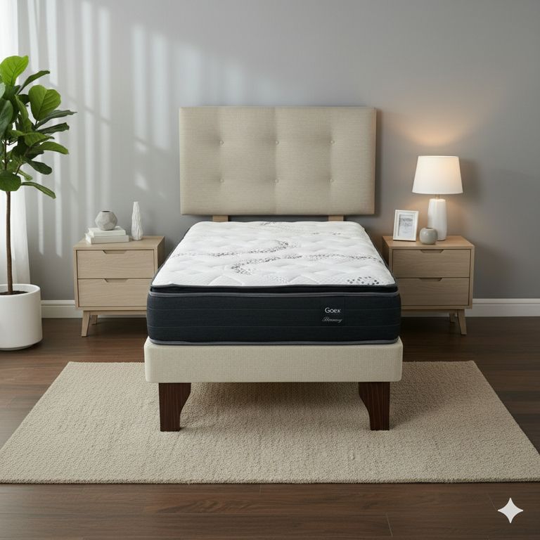 Cama Europea 1 Plaza 190 Plus Respaldo Berna