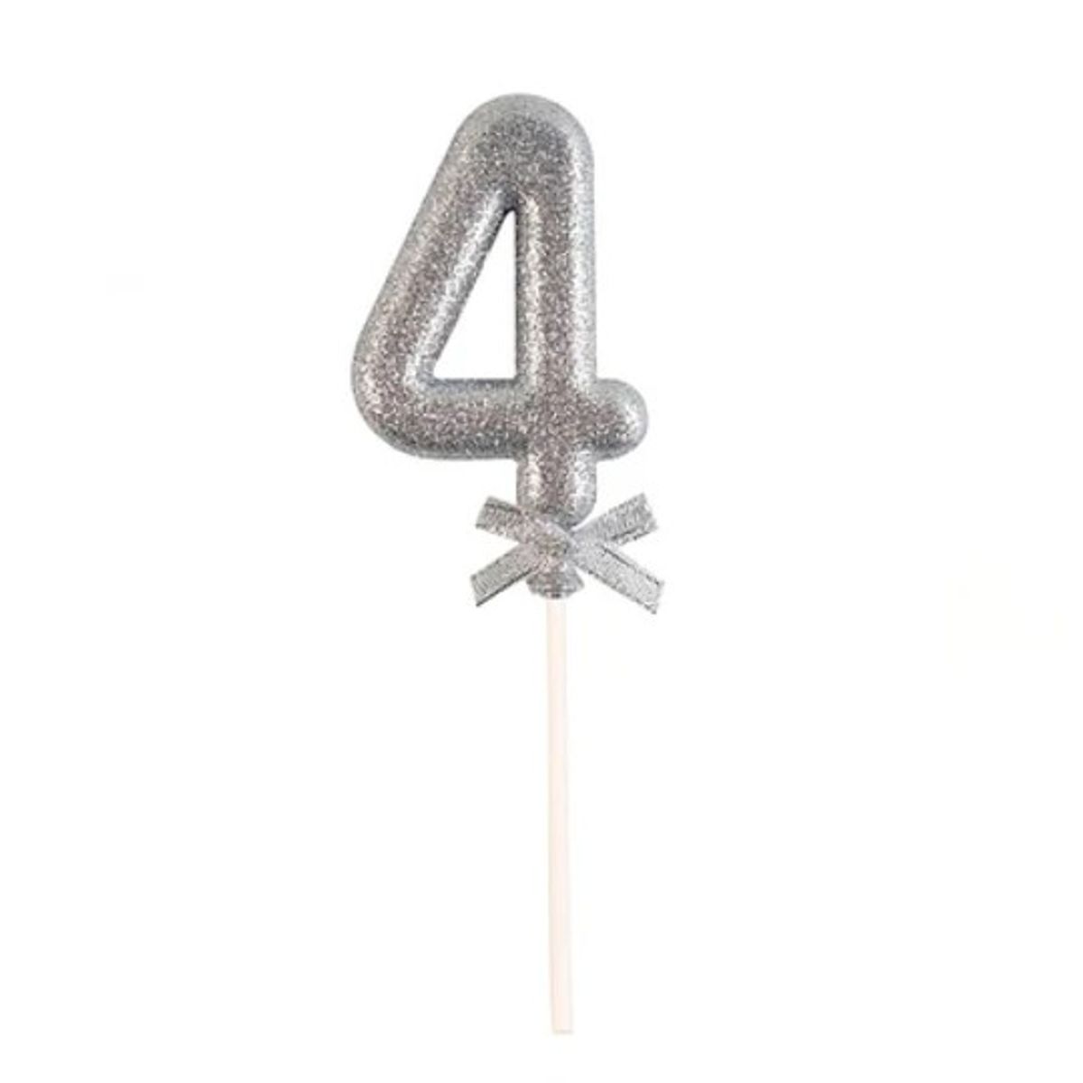 GENERICO - Topper N.º 4 Color Plata Glitter 18Cm