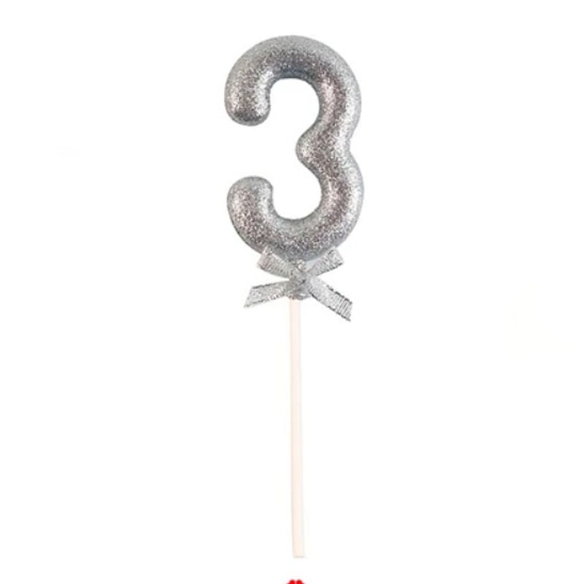 GENERICO - Topper N.º 3 Color Plata Glitter 18Cm