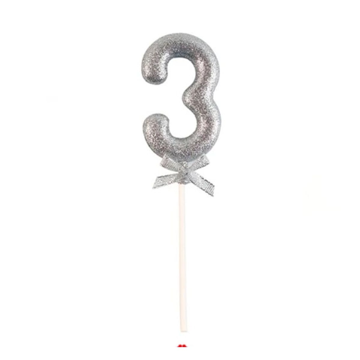 GENERICO - Topper N.º 3 Color Plata Glitter 18Cm