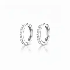 GENERICO - Aros para mujer Argolla Plateados con Circones Baño de plata